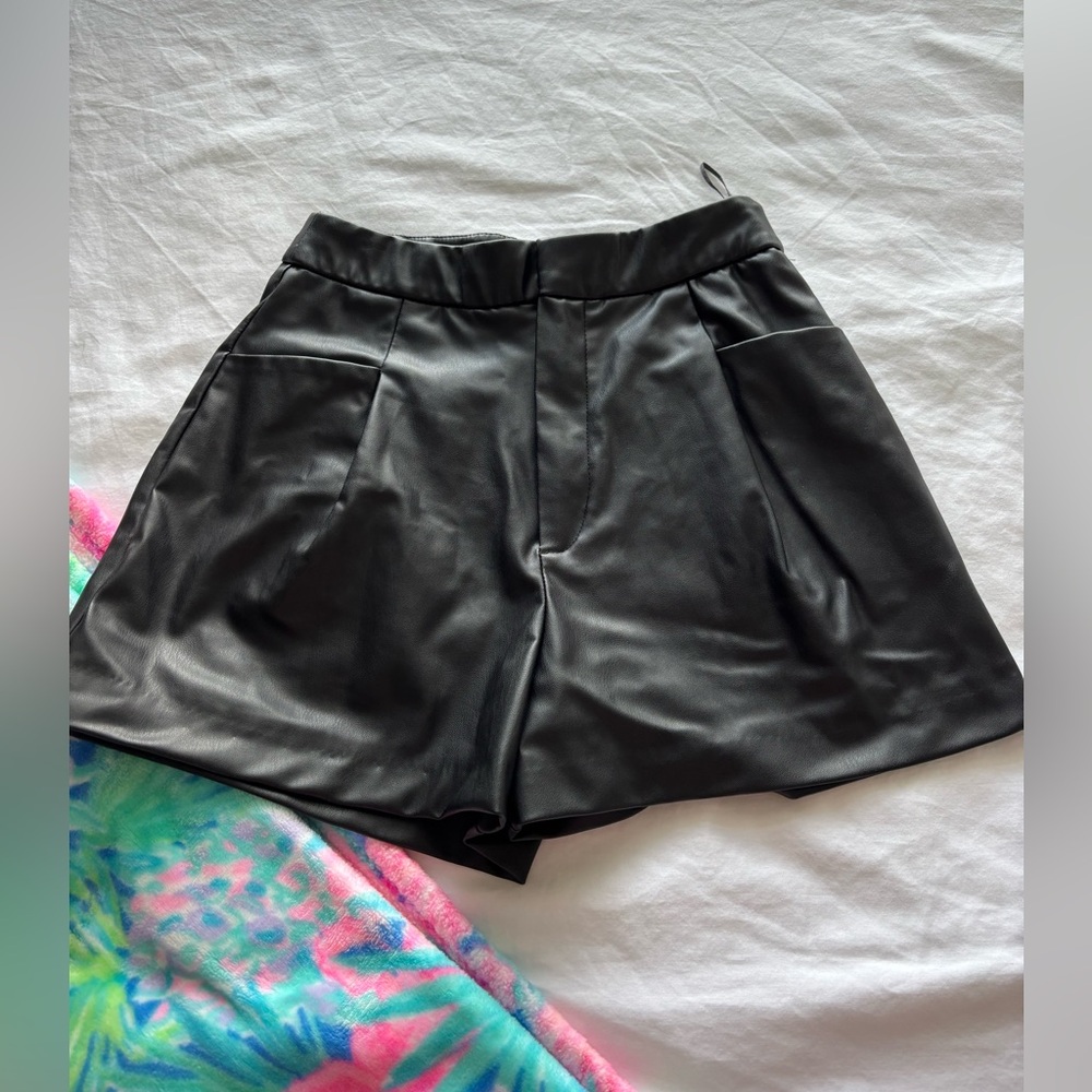 Zara Black leather shorts- NWOT